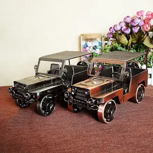 Modelo jeep carro de ferro de metal, vintage, acessórios de carro, decoração para presentes