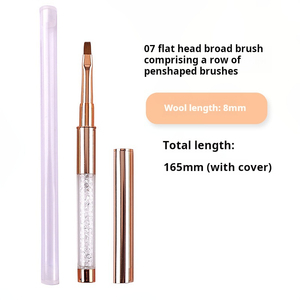 <b>Builder</b> Gel Nail Brush White Diamond Metal Handle Flat Liner Size 4 6 8 Phototherapy Applicator Professional Nail Brush - Product Image 6