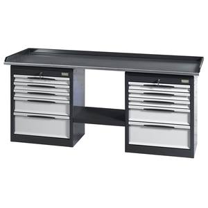 Steel Workbench With Drawers And <b>Storage</b> Cabinet For <b>Workshop</b> Use - Product Image 1