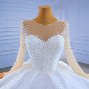 فستان زفاف عاجي عاري الكتفين على شكل حرف A-line طويل قطار مصلى مطرز بالدانتيل مطرز بالكرة ثوب خيال دانتيل طبيعي - Product Image 2