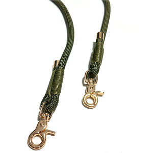 Dayanıklı çift klip İşlevli ayarlanabilir bel eller serbest el yapımı naylon halat altın köpek tasma - Product Image 4