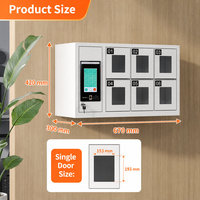 Casier de recharge pour téléphone intelligent à 6 portes, écran tactile, accès par empreinte digitale, prises intégrées pour le personnel de bureau, stockage sécurisé des téléphones, recharge