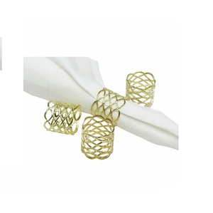 Bague de serviette en feuille d'or Anneaux de serviette ronds en or de haute qualité pour la fête de mariage Porte-serviette occidental - Product Image 5