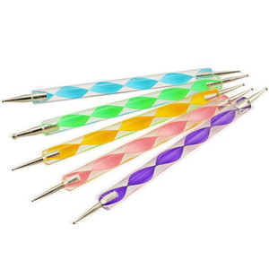 Lot de 5 stylos à double embout pour nail art, manche en plastique, aiguille métallique, tige spirale, outil de manucure pour points et strass - Product Image 6