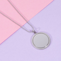 Pendentif rond en acier inoxydable poli de 25 mm, logo personnalisé gravé, cadeau, souvenir, gravure vierge, nom, collier sans ternissement