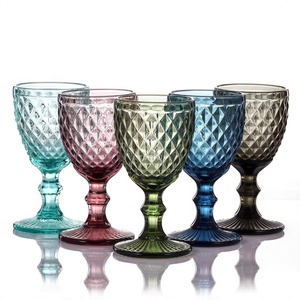 Wine Glass Water Cup for Wedding Color Embossed Engraved Vintage Style Wedding <b>Light</b> Blue Luxury Glass Wine Drinking Goblet - Product Image 2