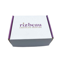 Boîte en carton ondulé personnalisée avec logo, petit format pliable, gaufrage violet-blanc, pour emballage d'expédition en gros
