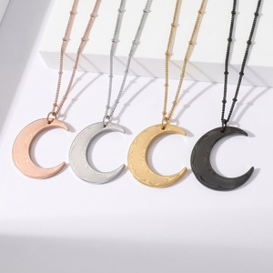 Collar con colgante de luna creciente en oro rosa, plata, oro, aleación negra, estilo bohemio, regalo de joyería unisex - Product Image 6