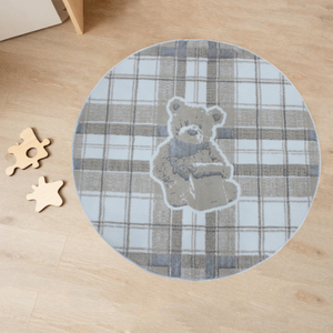 Alfombra de Baño y Ducha Melly Bear, Color Crudo/Beige/Plateado, de Algodón Reciclado con Patrón Abstracto Jacquard, OEM, 120x120cm, Hecho en Turquía - Product Image 1