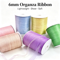 Ruban en organza de 6 mm, ruban en mousseline transparente pour bouquet de fleurs, emballage cadeau, bricolage, nœuds pour cheveux, décoration de mariage, vente en gros