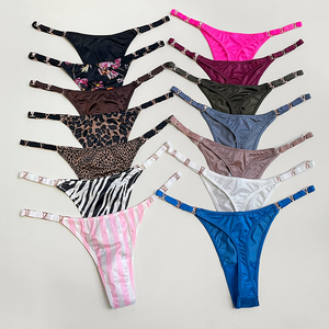 Tanga sexy de seda helada, suave y cómoda para mujer, de talle bajo, tipo <span class=keywords><strong>bikini</strong></span>, para fitness y deportes, venta al por mayor personalizada 1908T - Product Image 3