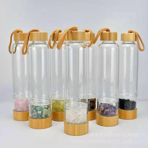 Bouteille d'eau en <span class=keywords><strong>cristal</strong></span> d'énergie de guérison avec Logo personnalisé, bouteille d'eau en verre de bambou en verre d'or Rose, bouteille d'eau en <span class=keywords><strong>cristal</strong></span> - Product Image 6