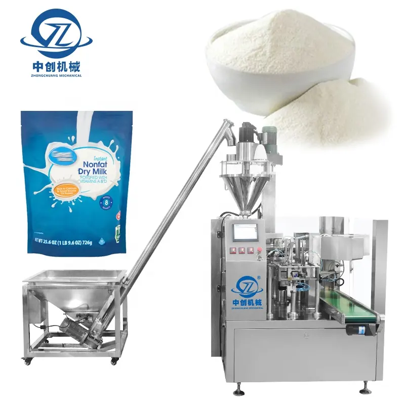 Stand Up Zipper Bag Filling Packing Mica Pearl Whey Protein Collagen Powder Doy Pack Premade Pouch Yam Flour Packaging Machine