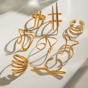 European American Style Stainless Steel Irregular <b>Opening</b> <b>Ring</b> Minimalist Design Titanium Steel Unisex Jewelry Gift - Product Image 4