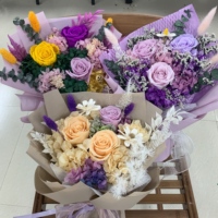 Eeuwige Bloemen Ge conserveerd Rozenboeket - Middelgroot voor Moederdag, Afstuderen & Verjaardag (Heet Roze)