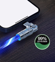 1m 180 Degrés Rotation Lumière Fluide Led Câble Chargeur Usb Téléphone Câble de Charge avec Lumière Led