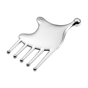 Multi-Function Stainless Steel Metal Facial Massager Gua Sha Hair Scalp Brush Scraping Board Mirror Surface Finish Neck Shoulder - Product Image 2