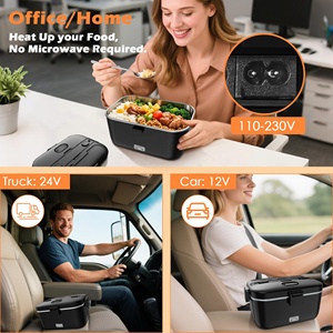 12V 24V Car Truck Electric Lunch Box 100W Fast <b>Heating</b> 1.8L Stainless Steel Portable Food Warmer Container for Adults - Product Image 3