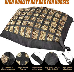 Produttore professionale di prodotti per l'equitazione reti da fieno personalizzate lento alimentatore equino pesante 1680D Oxford resistente borsa da fieno - Product Image 6