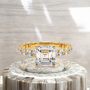 Bague en or 18 carats plaqué or avec diamant de laboratoire taille princesse certifié IGI, couleur D, unisexe, pour fiançailles et mariage - Product Image 2