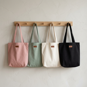 Sacs de courses en coton écologiques avec logo personnalisé, impression sérigraphique, taille moyenne, marque HanoiPIE, Vietnam, pour promotions - Product Image 2