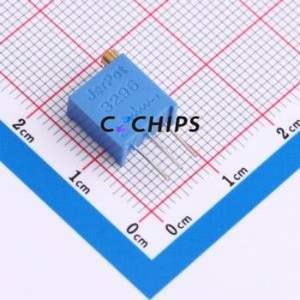 Résistance/potentiomètre réglable 3296W-1-253, composant traversant (THT)-3P, 9,5x4,9 mm, résistance 25 kOhm, 10 %, 500 mW, 250 ppm/ ℃ - Product Image 1