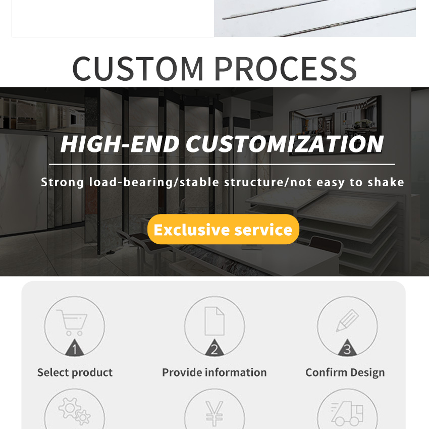 Tsianfan Custom Extendable Rail Displays Stand Tile Sample Rack Granite Display Showroom Marble Large Quartz Sliding Porcelain