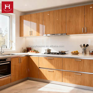 בית שמח בית מפעל זול מחיר זול עיצובים מודרניים עיצוב pvc/לכה מטבח cocina מבריק ארונות עץ - Product Image 2