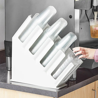 Support de rangement multifonctionnel noir Goodman BA3025 pour couvercles de gobelets à café en plastique à 4 compartiments et distributeur de gobelets en papier pour comptoir de bar