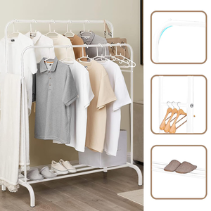 Customized Floor Standing Clothes Rack Durable Mobile Metal Clothes Drying Rack Multifunctional Clothing Dry Rack - Product Image 4