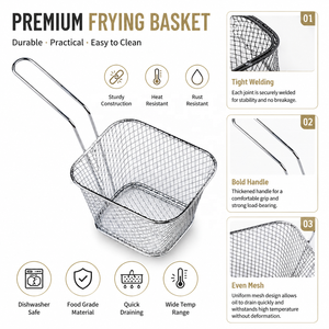 Panier de service pour frites Smartpan Mini en acier inoxydable écologique avec longue poignée pour restaurant - Product Image 2