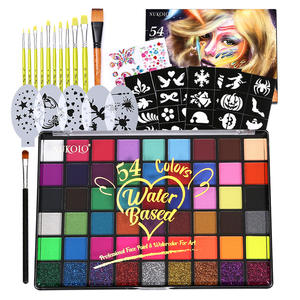 Ensemble de peinture faciale à base d'eau de 54 couleurs, <span class=keywords><strong>kit</strong></span> de <span class=keywords><strong>maquillage</strong></span> cosplay avec pinceaux d'art, pochoirs, pierres précieuses pour la peinture corporelle - Product Image 6