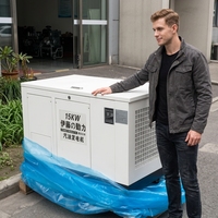 Tragbarer 15KW 4-Takt Luftgekühlter Benzingenerator 50Hz 230V AC mit Autostart, 25L Kraftstofftank, Ein-/Dreiphasig