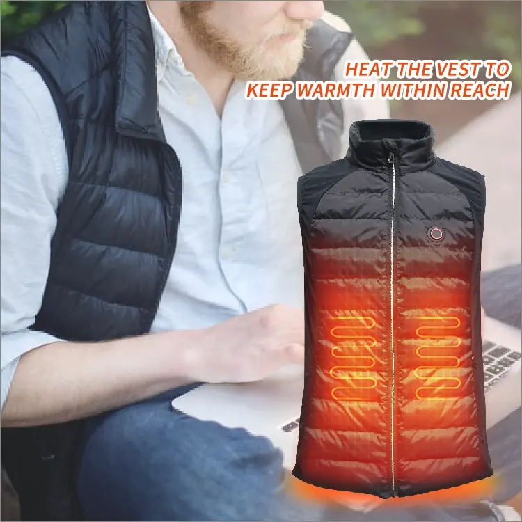 Gilet invernale da uomo Casual XL USB riscaldamento intelligente Gilet riscaldato antivento e traspirante realizzato in tessuto di poliestere a maglia