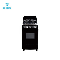 Cuisinière à gaz autonome 4 brûleurs avec four, taille 50x50cm, support en fonte, four à gaz avec ventilateur de convection, brûleurs en aluminium, appareil de cuisine