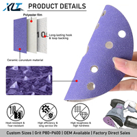 Disque de ponçage abrasif en céramique violette de 6 pouces à 15 trous avec support auto-agrippant, papier abrasif sans poussière pour la retouche automobile OEM