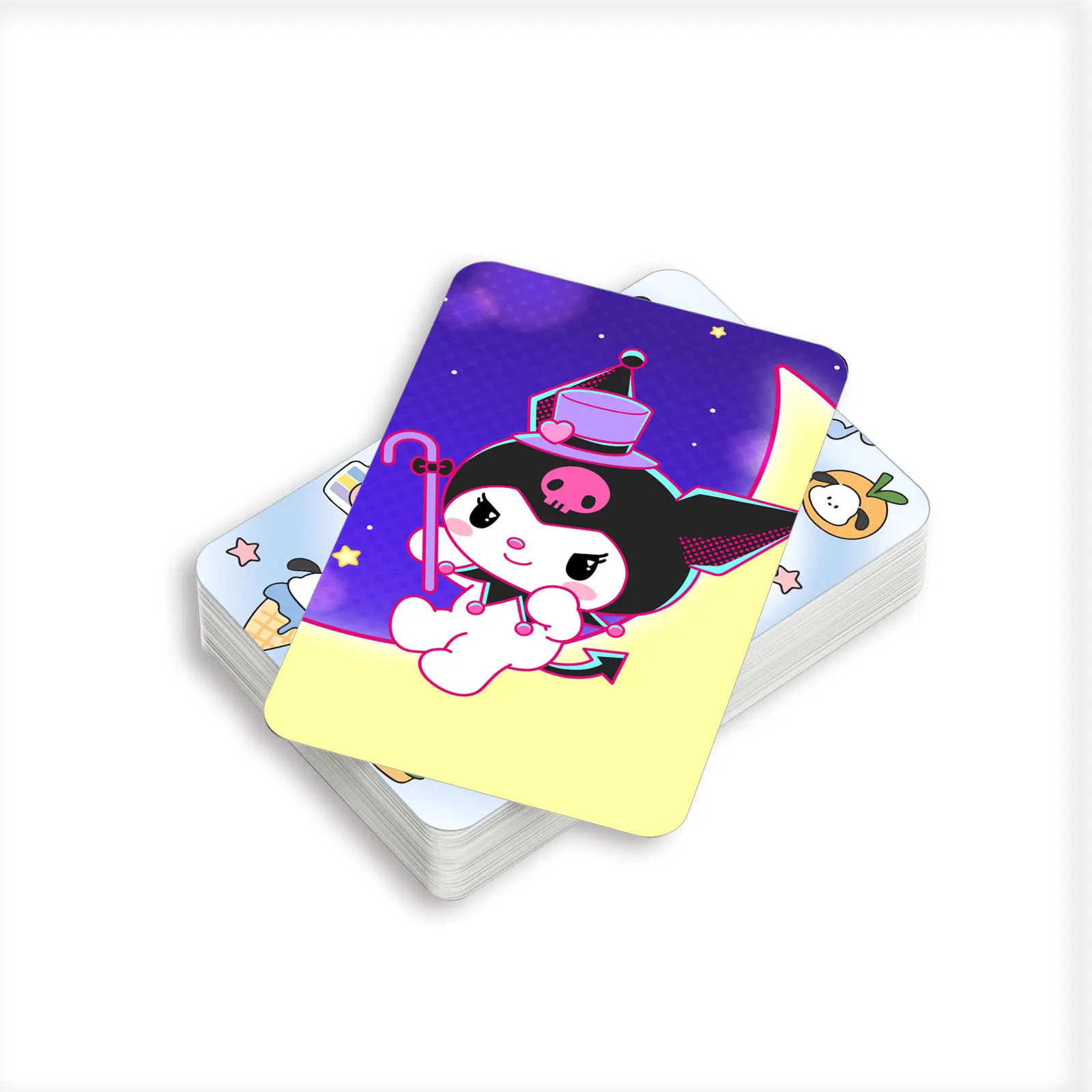 96 pc/saco Olá Gato Personalizado Cartão de Jogo com Caixa Duplo Lado HD Impressão Cartão Lomo Anime Kuromi Coleção Cartão Postal Bonito Adesivo