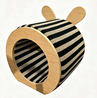 USMILEPET Tunnel pour chat en bois avec griffoir en sisal, maison pour chat en placage de bois multicouche, tunnel cachette pour chat d'intérieur