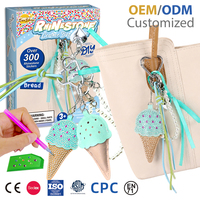 Kit DIY de breloques pour sac en cuir avec strass acryliques, ensemble de pendentifs en forme de crème glacée avec autocollants et stylo à points pour adolescentes, jouet de mode