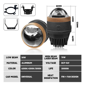 3 इंच का तीन लेजर फॉग लैंप बिफोकल प्रोजेक्टर लेंस 12 वी 170 डब्ल्यू लेजर एलईडी प्रोजेक्टर लेंस - Product Image 2