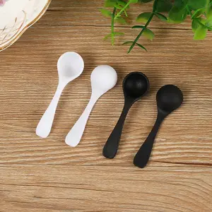 1ml 0.5g 500mg Small Mini Round Black White Plastic Measuring Spoon Scoop With Short Handle For Honey Powder