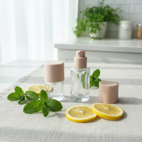 Botol Silinder Kaca Frosted 30ml yang Dapat Disesuaikan, Tutup Pink, Kepala Pompa Tekan, Wadah Kosmetik Foundation Kosong, Serum Perawatan Kulit