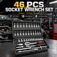Ensemble de 46 outils de réparation automobile OEM de 1/4 pouce, comprenant des clés à cliquet, des rallonges et un coffret rigide