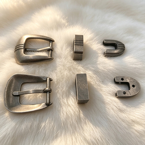 Al por mayor, Juego de 3 hebillas de cinturón de estilo occidental de aleación de zinc, versión antigua, con diseño de estrella en relieve 3D, de 40mm de ancho interior, con pasador de una sola punta - Product Image 1
