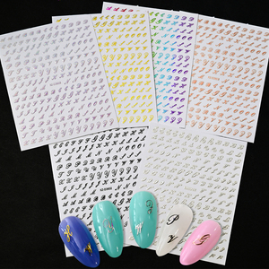 Noir blanc gothique lettre Nail Art autocollants Y2K anglais Alphabet Inscription conception adhésif décalcomanies Halloween <span class=keywords><strong>manucure</strong></span> fournitures - Product Image 5