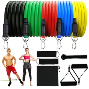 Gedeng China Supplier Factory Custom 11Pcs TPE Gym Elastic Stretch Fitness Resistance Band Set