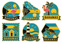 Souvenir des Bahamas, aimant de réfrigérateur en métal émaillé réutilisable, porte-clés personnalisé, design de plage, flamant rose, coquillage, palmier, cadeau de voyage
