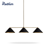 Lustre linéaire en gros du milieu du siècle moderne abat-jour conique en laiton foncé pour îlot de cuisine table à manger certifié UL/CE