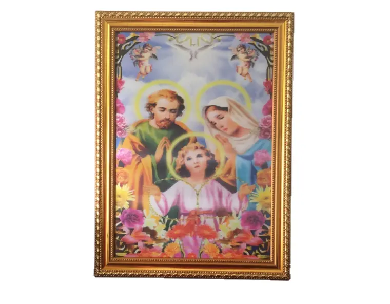 3d jesus christ figures pictures with photo frame for wall decoration of hanging pictures with Virgin joseph