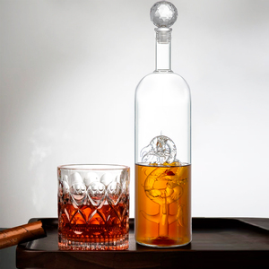 A prueba de fugas personalizado hecho a mano dragón arte único vacío borosilicato <span class=keywords><strong>Tequila</strong></span> 750ml licor de whisky vino tinto embalaje botella de vidrio transparente - Product Image 3